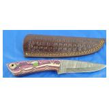 Damascus Knife w/Sheath, New