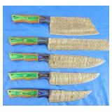 Damascus Chef Knife Set of 5, New [x5]