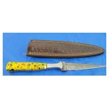 Damascus Boot Dagger w/Sheath, New