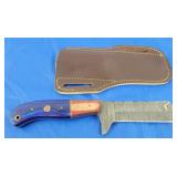 Damascus Knife w/Paddle Sheath, New