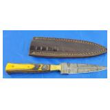Damascus Boot Dagger w/Sheath, New