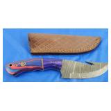 Damascus Knife w/Sheath, New
