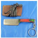 Damascus Keychain Knife w/Sheath, New