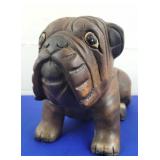 Wood Carved Bulldog Figurine
