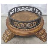 Lg Claw Foot Oak Stand w/Iron Rail