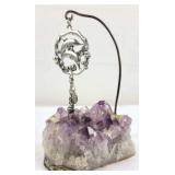 Lg Amethyst Crystal Geode w/ Dolphins Pendant