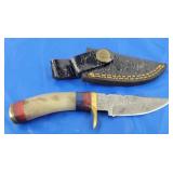 Damascus Knife w/Sheath, New
