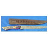 Damascus Boning Knife w/Sheath, New