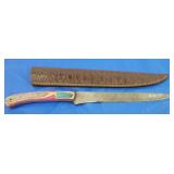 Damascus Boning Knife w/Sheath, New