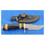 Damascus Knife w/Sheath, New