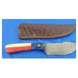 TX Damascus Knife w/Sheath, New