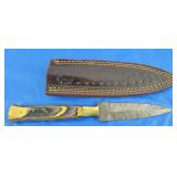 Damascus Boot Dagger w/Sheath, New
