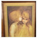 Vtg Margaret Kane A LITTLE KISS Big Eyes Art Print