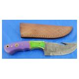 Damascus Knife w/Sheath, New