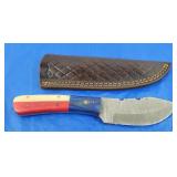 TX Damascus Knife w/Sheath, New
