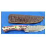 Damascus Knife w/Sheath, New