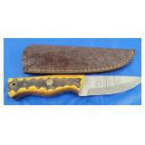 Damascus Knife w/Sheath, New