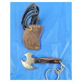 Damascus Keychain Hatchet w/Sheath, New