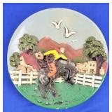 Ceramic Bronc Rider Decorative Wall Plate