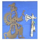 Metal American Indian Wall Art & Tomahawk