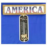 Route 66 Thermometer, America Sign