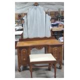 Antique Vanity Dresser with Stool