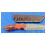 Damascus Knife w/Sheath, New