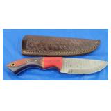 Damascus Knife w/Sheath, New
