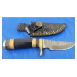 Damascus Knife w/Sheath, New
