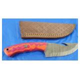 Damascus Knife w/Sheath, New