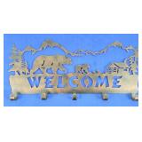 Metal Bears Hat Hooks Welcome Sign
