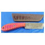 Damascus Knife w/Sheath, New