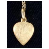 18k Brushed Gold Heart Pendant Necklace