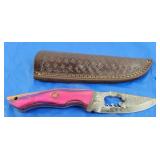 Damascus Knife w/Sheath, NEW.