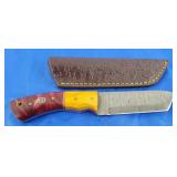 Damascus Knife w/Sheath, New