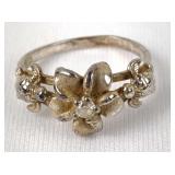 Sterling Turtles & Flower Ring