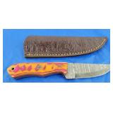 Damascus Knife w/Sheath, New