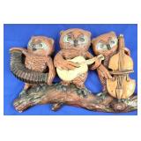 Vtg Owls Mexican Band Plaster Wall Art