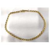 14K Twisted Rope Chain Bracelet, Safety Clasp