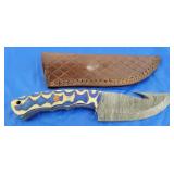 Damascus Knife w/Sheath, New