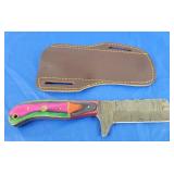 Damascus Knife w/Paddle Sheath, New