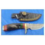 Damascus Knife w/Sheath, New