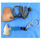 Damascus Keychain Hatchet w/Sheath, New