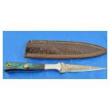 Damascus Boot Dagger w/Sheath, New