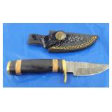 Damascus Knife w/Sheath, New