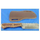 Damascus Knife w/Paddle Sheath, New