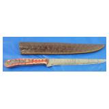 Damascus Boning Knife w/Sheath, New