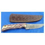 Damascus Knife w/Sheath, New