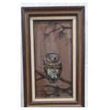 Vtg Reverse Painted Owl
