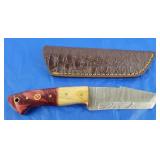 Damascus Knife w/Sheath, New